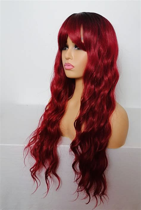 red curly long hair wig|red kinky curly wig.